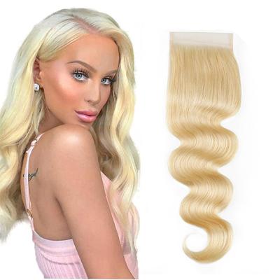 China Brazilian Body Wave Cuticle Aligned 613 Blonde Remy Blonde Body Wave Virgin Hair Bundles With HD 613 Lace Frontal Closure for sale