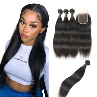 China Beauty Brazilian Straight Girl Virgin Hair Bundles With 4x4 5x5 6x6 7x7 HD Transparent Lace Frontal Straight Hair for sale