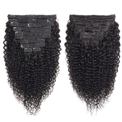 China Curly Curl Yes, Clip In Curly Double Virgin Hair Extensions Seamless Weft Curly Peruvian Clip In Hair Vendors for sale