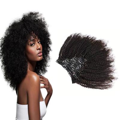 China Wholesale Price 100% Afro Kinky Curly Curly Hair Weave Clip In Peruvian Insti Clip Virgin Hair Extensions 7pcs 8pcs Per Set for sale