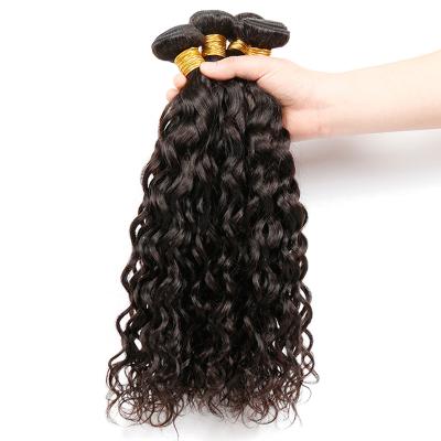 China Natural Peruvian Water Wave Hair Extensions Water Wave Hair Weave Bundles With Lace Frontal Closure for sale