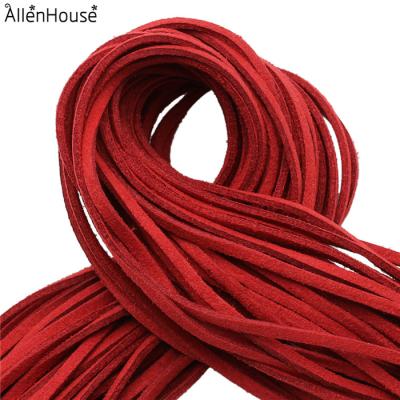 China Faux Leather Cord Beading Thread For DIY Bracelet Necklace Buying 20yards/spool Matt Red 2.7mm Korea Suede Leather Strings For Textile And Accessories for sale