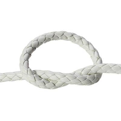 China Popular Round Braid PU/Genuine PU Leather OEM Cheap Leather Docking Rope White Leather Ties 6mm For Jewelry Making for sale