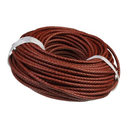 China September high quality super promotional rusty brown 6mm tightly braided genuine leather cords for bracelets for sale