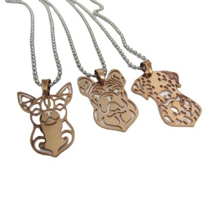 China FASHIONABLE Rose Gold Cute Dog Memorial Gift Pets Purse Animal Hollow Pendants Necklaces for Boys and Girls for sale