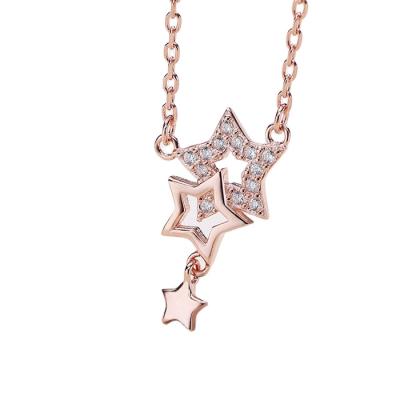 China CLASSIC Rose Gold Plated 925 Fashion Five Star Silver Acute Clavicle Silver Jewelry Necklace For Women for sale