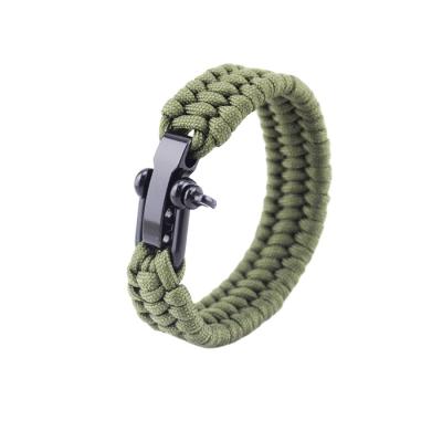 China Nylon Paracord Shackle and Metal Buckle Adjustable Green Outdoor Camping Survival Rope Steel ParaCord Shackle Strap Buckle Wholesale for sale