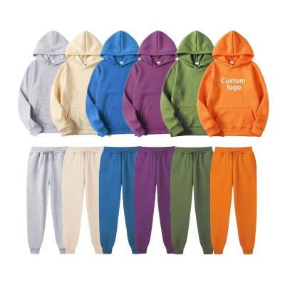 China Anti-Wrinkle Hoodie and Jogger Set Cotton Polyester Custom Logo Pullover Unisex Hoodie Set for sale