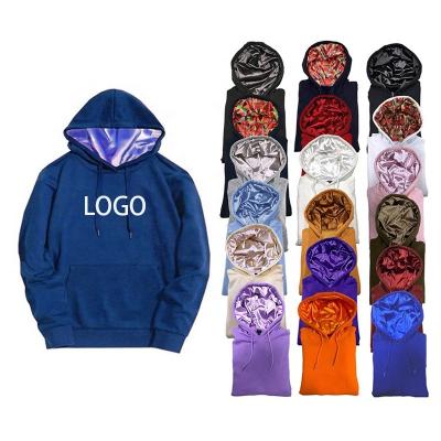 China Anti Wrinkle Printing Logo Cotton Polyester Heavy Plain Custom Satin Striped Hoodie for sale