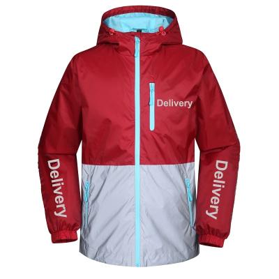 China Custom Made Lightweight Waterproof Delivery Uniform Windbreaker Food Embroidery Printing Logo OEM Waterproof Thoughtful Jacket for sale