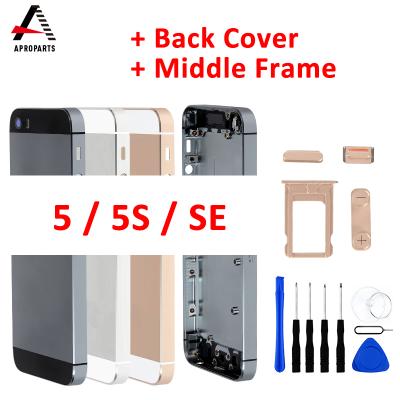 China High Quality For iphone 5 5S 5C 5SE Back Housing Battery Cover Door Rear Chassis View Back Cover With 4.0inch Glass for sale