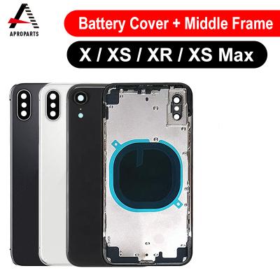 China IPhone X/XR/XS/XSMAX Back Cover Battery Door Rear Cover Chassis Middle Frame Housing With Glass Replacement Parts 5.8 inch /6.1/6.5 for sale