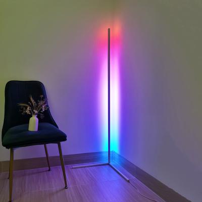 China Modern Standing Floor Lamp Shade App Compatible RGB LED Remote Background Atmosphere Corner Lamp Living RGB Colorful Standing Lighting for sale