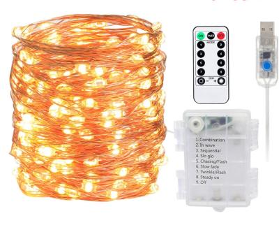 China Battery Powered String Light LED Lights Garland Battery Operated Outdoor Festoon Christmas New Year Decoration Fairy 8Mode Copper Wiring Remote Control for sale