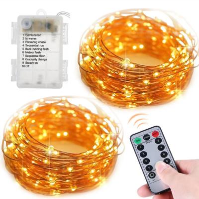 China Battery String Light Led Copper Wire String Light Remote Control Lights Fairy Garlands 2M 5M 10m 20M Battery 8Mode For Wedding Christmas Decor for sale