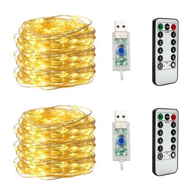 China Copper Wire String Light Led Fairy String Lights Remote Control Light 5M 10m 20M USB 8Mode Copper Wire String For Wedding Christmas Decor for sale