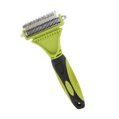 China Stored Double Side Pet Dematting Comb Cleaning Tools De-Throw Trimmer Tool Dog Comb Pet Brush Rake for sale