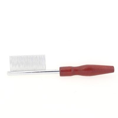 China Wholesale Single Row Needle Comb Cat Cleaning Tool Stainless Steel Dog Handle Pet Grooming Stocked Wooden Combs for sale