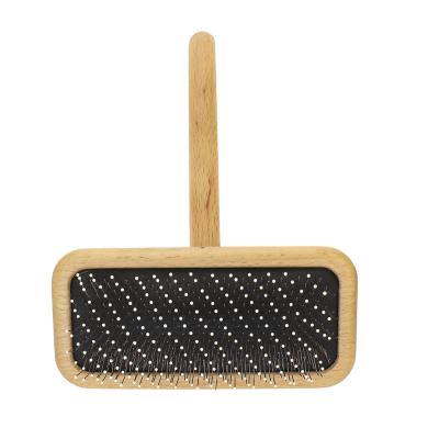 China Wholesale Stocked Factory Supply Beauty Pet Supplies Beech Wood Handle Massage Comb Pet Hair Cat Dog Brush for sale