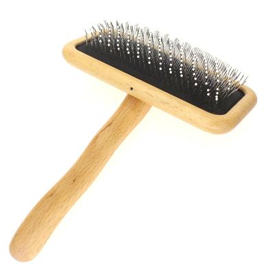 China Stored Deshedding Wooden Pet Tool Pet Tool Pin Cat Dog Hair Remover Comb Grooming Slicker Brush for Pet for sale