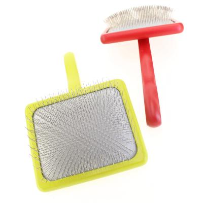 China Stocked Deshedding Cat Hair Remover Stainless Steel Pin Brush Wooden Dog Slicker Pet Slicker Brush Pet Slicker Brush for sale