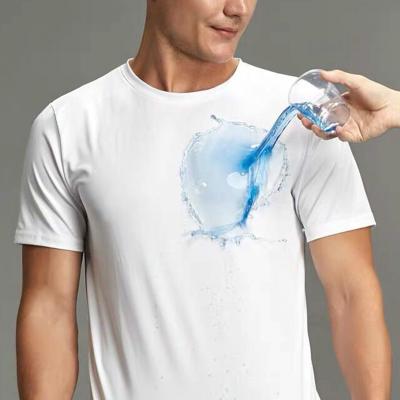 China Hot Selling Anti-Shrink Men's T-shirts Single Sleeve Waterproof Short T-Shirt Round Neck Pullover Quick-drying Summer Loose Solid Sports Shirts for sale