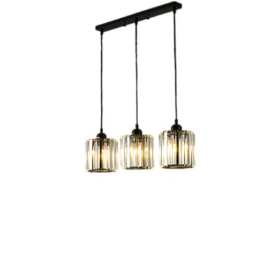 China Modern Nordic Black 3 Heads LED Dining Room Pendant Lamp Crystal Glass Shade for Villa Lobby Kitchen Home Decoration for sale