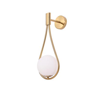 China Mid Century Modern Globe Wall Sconce Gold Wall Lamp Vanity Brass Glass Finish Plug In Wall Light Fixture for sale