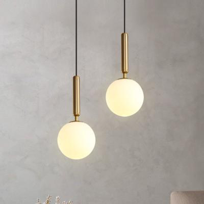 China Mid Century Modern Metal Ceiling Pendant Lamp With Shade Glass Metal Hanging Light Fixtures For Kitchen Glass Ball Pendant Light for sale