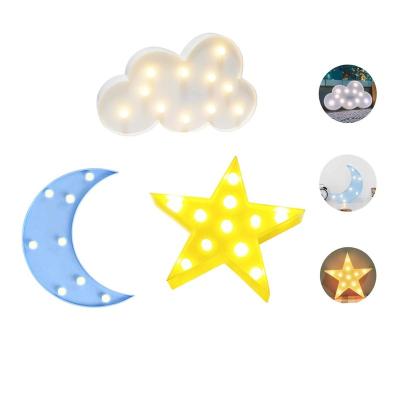 China Modern Lovely Cloud Light 3D Star Moon Kids Cute Marquee Sign For Baby Kids Bedroom Decor Toy Night Light LED Gift for sale