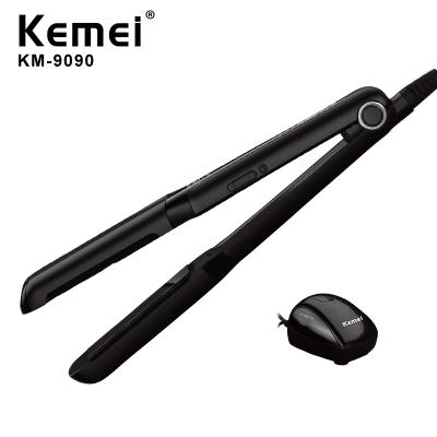 China Household Black Amazon Hot Sale Kemei Km-9090 Ceramic Widened Hair Straightener No Hurt Hair Straight Hair Splint for sale