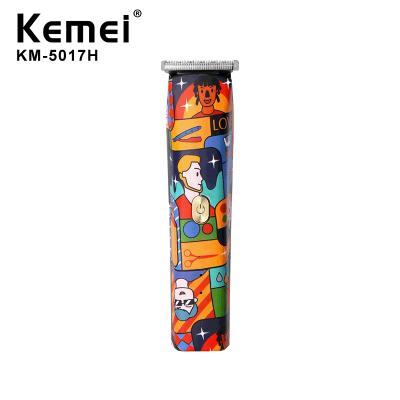 China Hotel Kemei KM-5017H Customized Graffiti USB Hair Trimmer Portable Professional Electric Hair Trimmer for sale