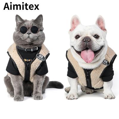 China Aimitex Designers Stocked Dog Clothes Plush Vest Panda Doll Cute Waistcoat Pet Winter Clothes for sale