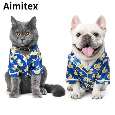 China Stocked Aimitex Dog Clothes Manufacturer Cartoon Duck Printing Housecoat Pet Jacket Dog Coat Pet Clothes Display for sale