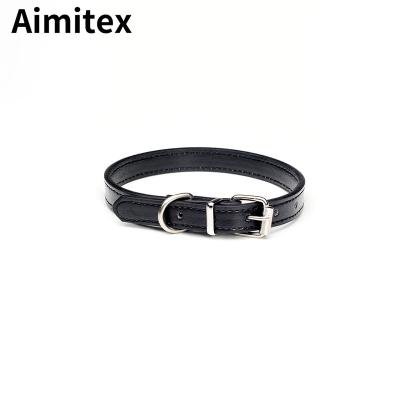 China Wholesale Stocked Aimitex Dog Collar and Leash Set Waterproof Classic Vegan Genuine Leather Dog Collar for sale