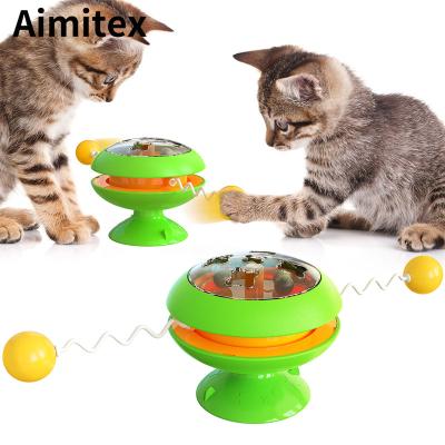 China Aimitex Gyro Ball Cat Toy Suction Cup Relieve Anxiety Stocked Training Function Cat Toy for sale