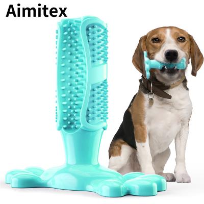 China Stocked Aimitex Natural Rubber Dog Toothbrush M Size Teeth Cleaning Dog Toys Doy Chew Toys for sale