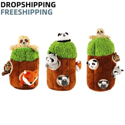 China Aimitex Wholesale Stocked Free Shipping Puzzle Toy Drop Shipping Squeaky Animal Stuffed Dog Interactive Plush Dog Toy for sale