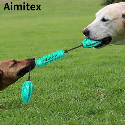 China Aimitex Manufacturer Wholesale Dumbbell Ball Model B Snack Ball Dog Chew Toys Durable Pet Stocked Toy for sale