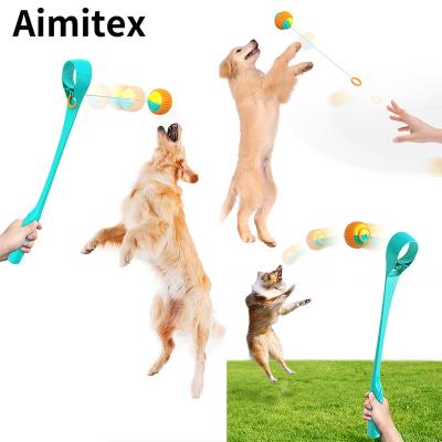 China Aimitex Wholesale New Design Multifunctional Dog Ball Launcher Dog Sports Chew Toy Interactive Dog Toy for sale