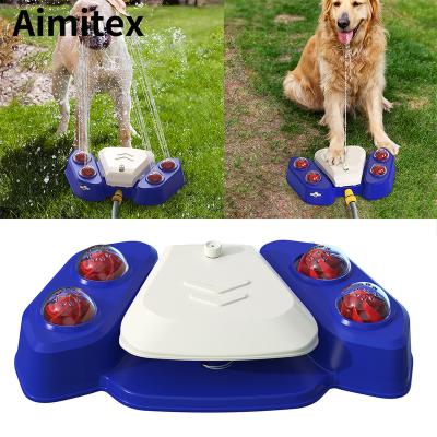 China Aimitex New Rise Stored Multifunction Dog Water Vending Machine / Pet Interactive Sprinkler Toy for sale