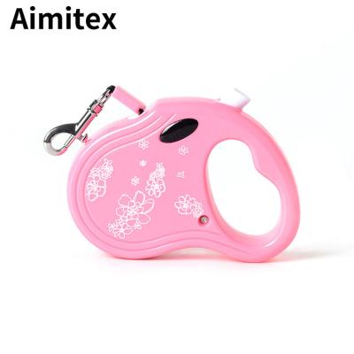 China Viable New Design Wholesale Adjustable Aimitex Luxury Nylon Rope Flower Printing Retractable Pet Dog Leash For Dog for sale