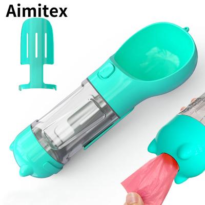 China Aimitex Sustainable 4 In 1Water Bottle Dog Drinking Bottle For Dogs Travel Outdoor Pooper Scooper Dog Water Bottle for sale