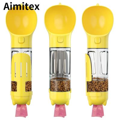 China Aimitex Wholesale Sustainable Manufacturer 4 in 1 Recycled Portable Travel Dispenser Beverage Feeder Pooper Scooper Dog Outdoor Water Bottle for sale