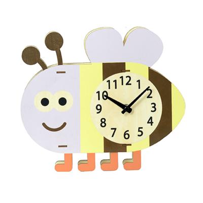 China Creative Colorful Art Gift Clock Wood Clock Ant Cartoon Clock for Kids Room Decoration for sale