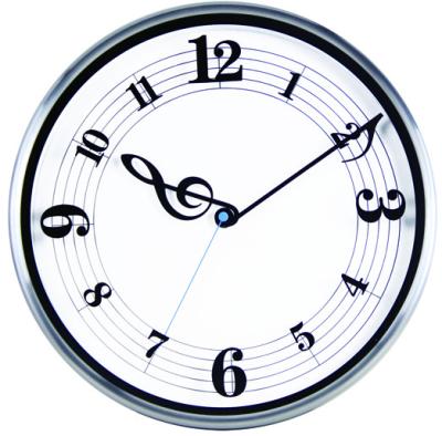 China Modern 12 Inch Frame Metal CLASSIC Dial Wall Clock For Sale With Music Notes Designing for sale