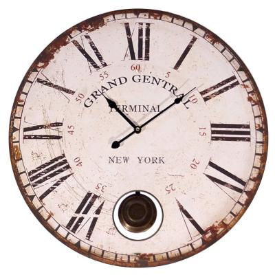 China European Custom Large Size Retro Style MDF Decorative Wall Clock Antique Pendulum Wall Clock for Farmhouse Decoration for sale