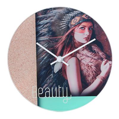 China Creative Customized Painting Glass Wall Clock Home Modern Art Decorative UV Painting Glass Clock for sale