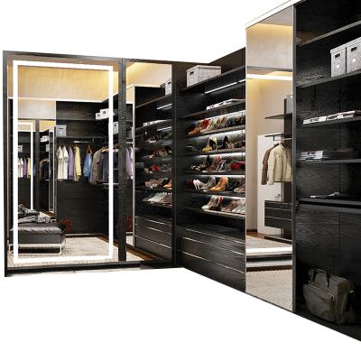 China High Quality Wooden PANEL Wardrobe Rack With Mirror Set for sale