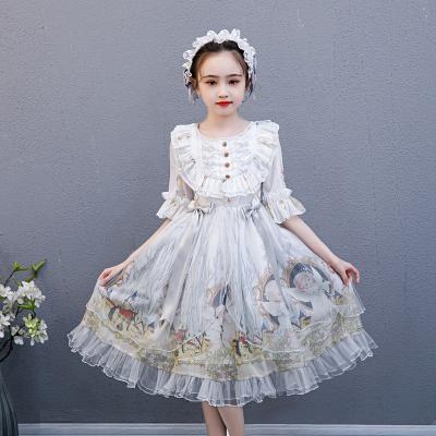 China Lolita Dress Japanese Girls Summer Anti-Wrinkle Girls' Day Dress Children's Lolita Original Sweet Short Sleeved Skirt Children for sale